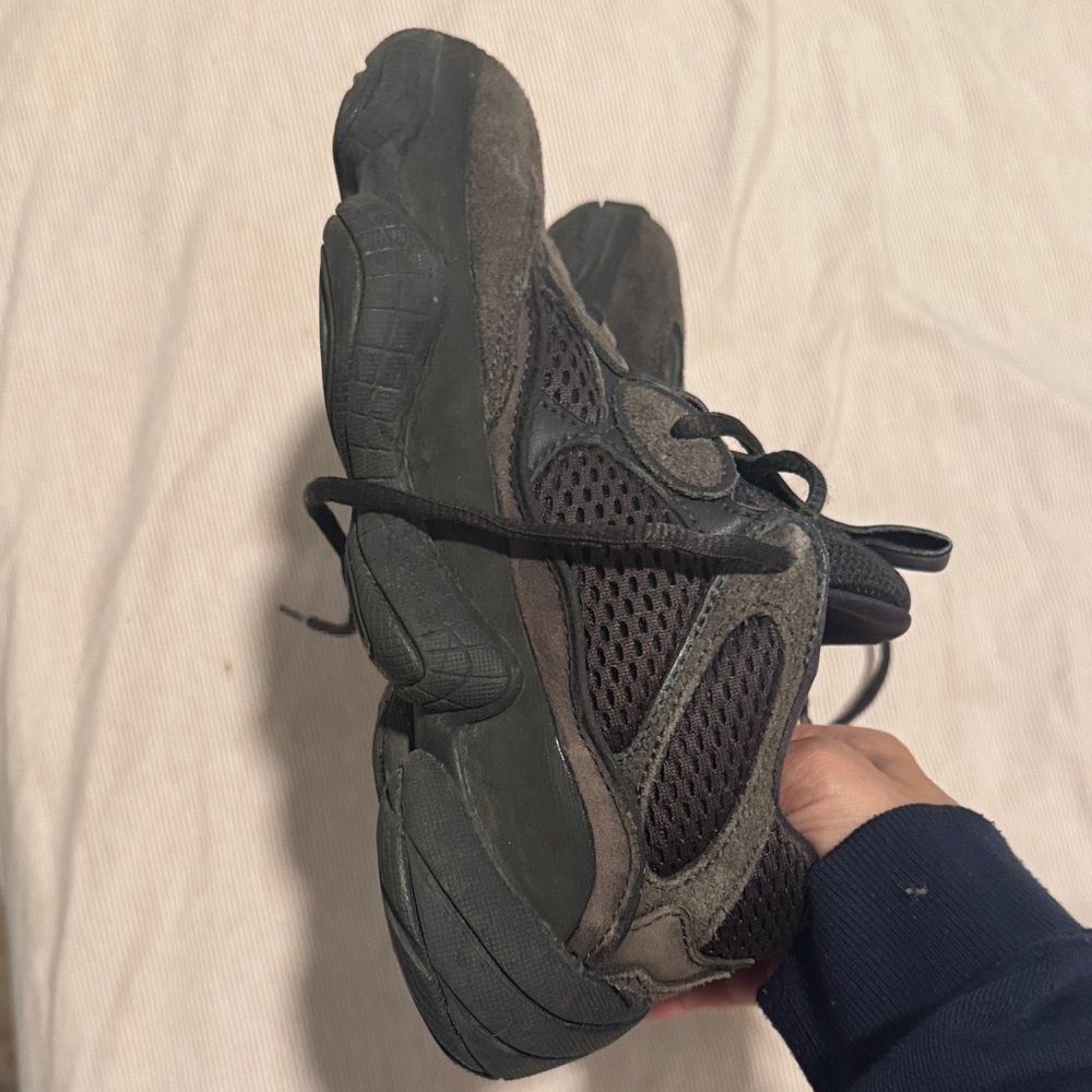 Yeezy Men's 500 Black Mesh Suede Sneakers